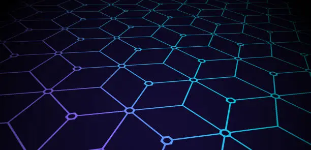 Vector illustration of Blockchain Connected Built Structure Seamless Pattern