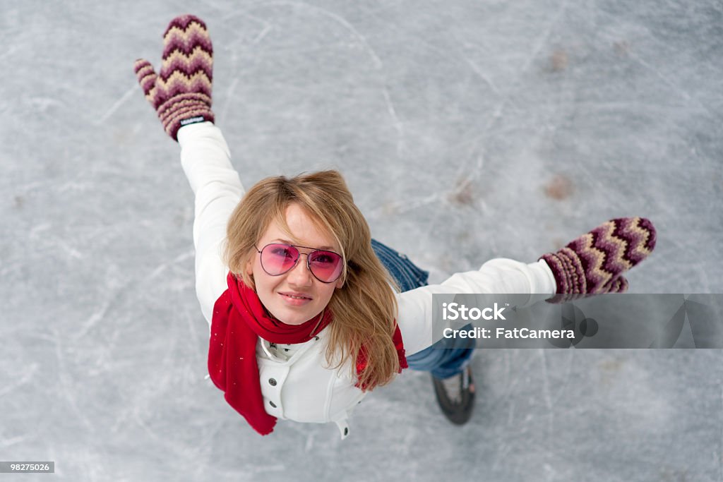 Ice skating A Russian young woman on ice skates on a frozen pond 20-29 Years Stock Photo