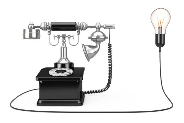 istock Vintage Telephone Connected to Creative Idea Light Bulb. 3d Rendering 982755172