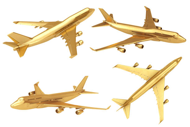 istock Golden Jet Passenger's Airplane. 3d Rendering 982755308