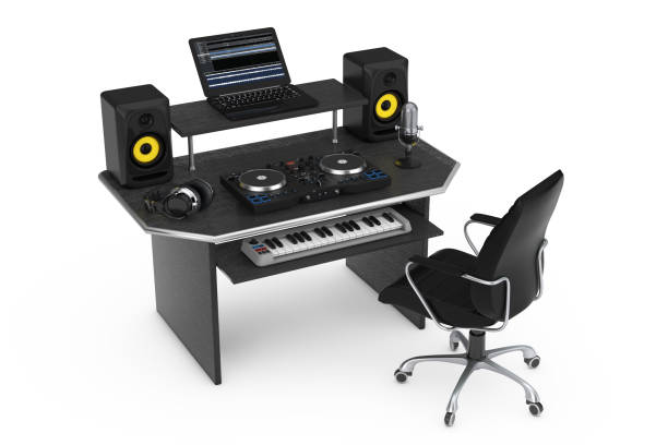 istock Modern Recording Music Home Studio with Electronic Equipment and Instruments. 3d Rendering 982755944