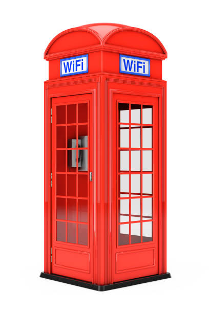 istock Classic British Red Phone Booth with WiFi Sign. 3d Rendering 982756088