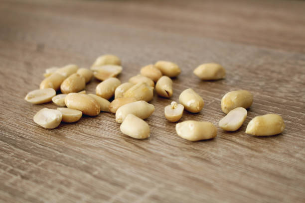 Detail of delicious peanuts on the table stock photo