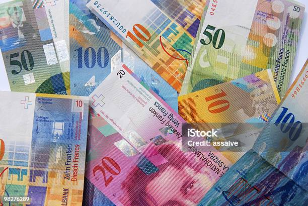 Swiss Currency Francs Stock Photo - Download Image Now - Banking, Bench, Bundle