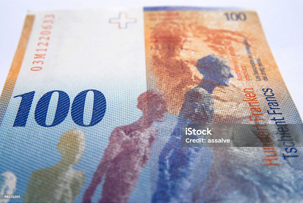 100 Frank szwajcarski waluta - Zbiór zdjęć royalty-free (Banknot)