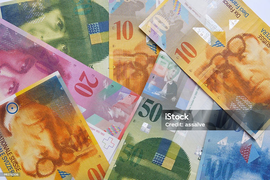 Note di valuta Banconota del franco svizzero - Foto stock royalty-free di Valuta svizzera