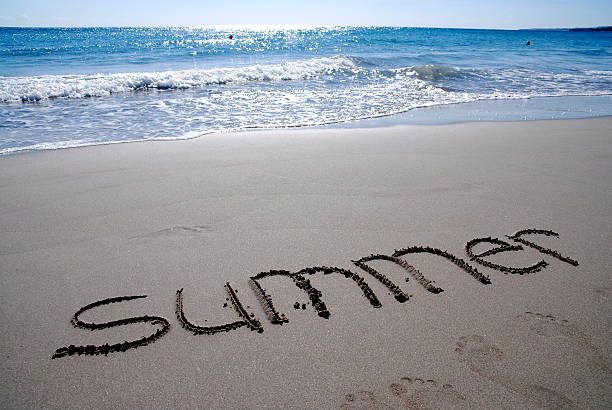 Good Bye Summer written in the sand on a beach