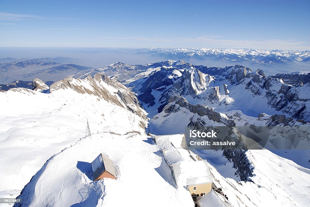 Widok z góry na Säntis Alpstein do austriackich Alpach - Zbiór zdjęć royalty-free (Alpstein)