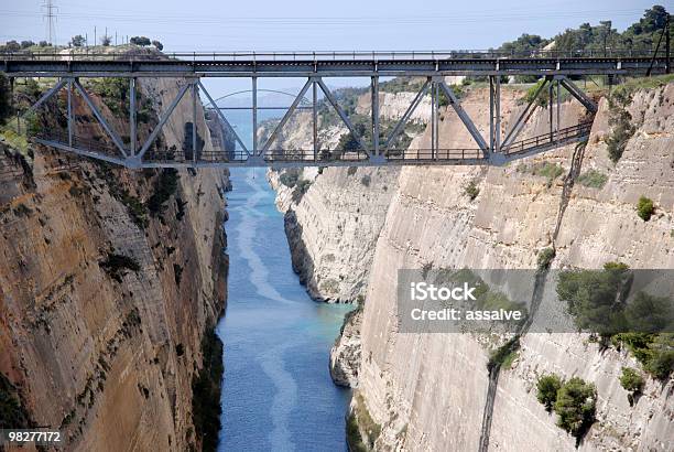 Railway Bridge Over Canal Of Corinth Stock Photo - Download Image Now - 1881, Aegean Sea, Architecture