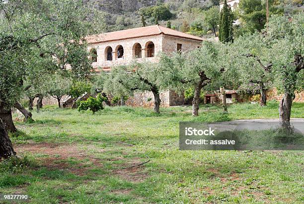 Farmhouse In The Middle Of An Olive Tree Garden Stock Photo - Download Image Now - Farmhouse, Agriculture, Color Image