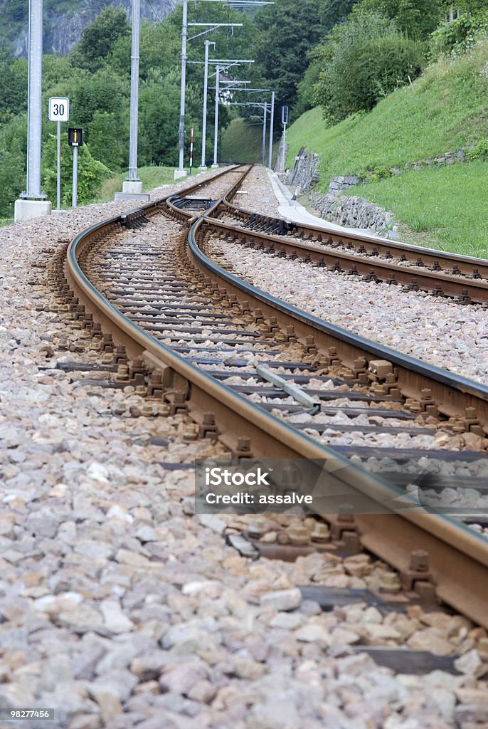 railroad junction on a right hand bend  Color Image Stock Photo