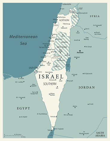 Map of Israel - Vintage Vector illustration