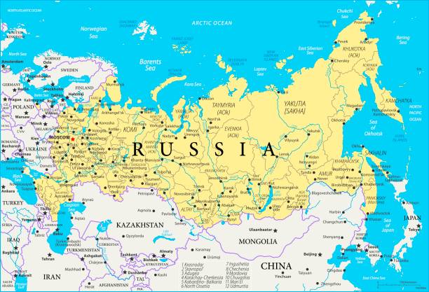 Map of Russia - Vector Map of Russia - Vector illustration russia map stock illustrations