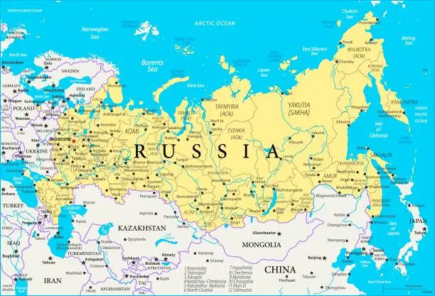 Vector illustration of Map of Russia - Vector