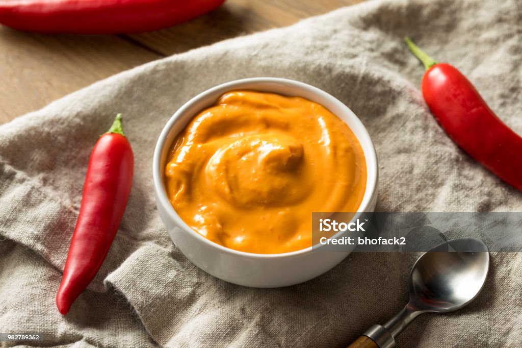 Homemade Spicy Mayo Aioli Homemade Spicy Mayo Aioli Ready to Use Mayonnaise Stock Photo