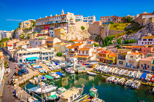 The Vallon des Auffes - fishing haven with small old houses, Marseilles, Provence, France