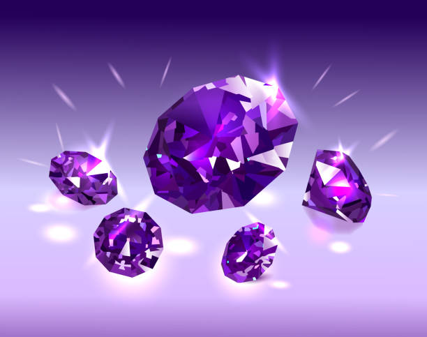 istock Beautiful bright purple diamonds on a purple background. Vector illustration. 982799602