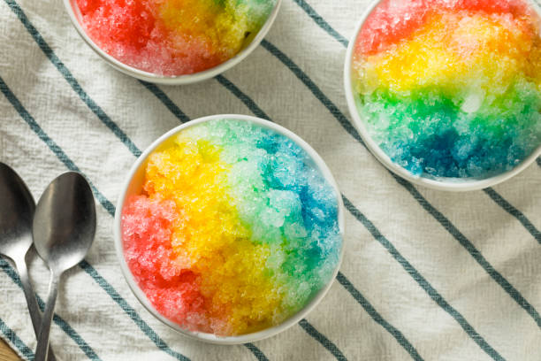 Sweet Homemade Shaved Rainbow Hawaiian Ice