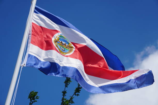 bandeira da costa rica - bandeira da costa rica - fotografias e filmes do acervo