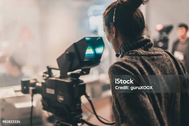 Behind Scene Multiple Camera Cameraman Shooting Film Scene With Camera Stock Photo - Download Image Now