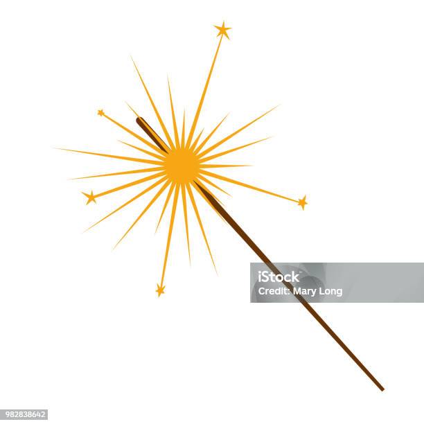 Sparkler Vector Illustration Isolated On White Background Stock Illustration - Download Image Now