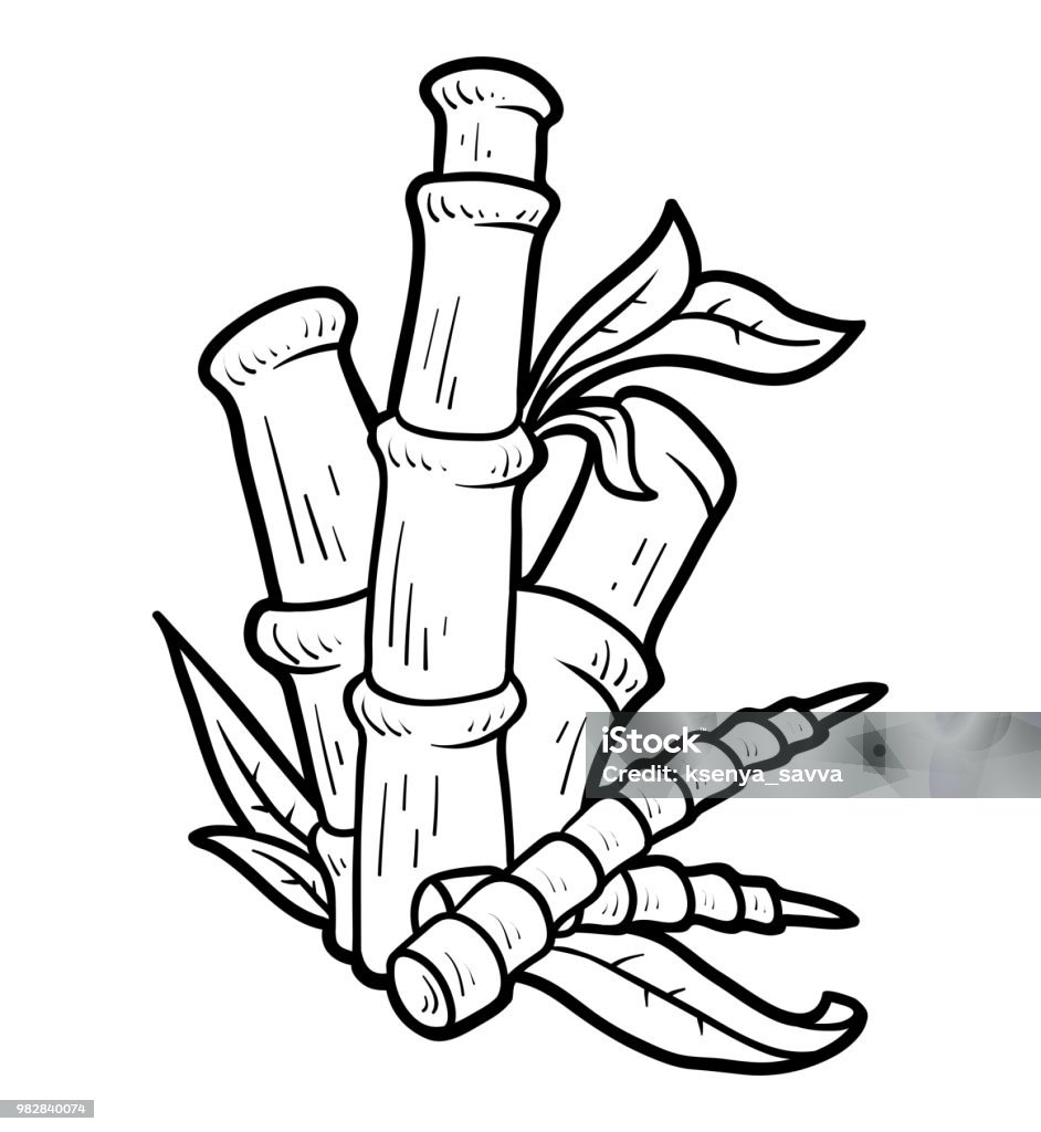 Coloring book, Bamboo Coloring book for children, Bamboo Agriculture stock vector