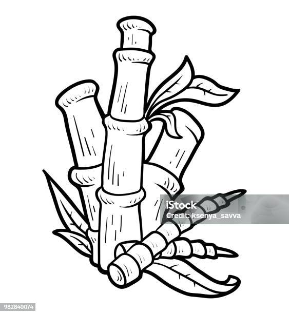 Coloring Book Bamboo Stock Illustration - Download Image Now - Agriculture, Bamboo - Plant, Black And White