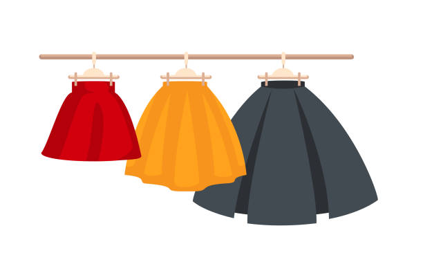 Three Colored Skirts On Hangers Stock Illustration - Download Image Now -  Skirt, Mini Skirt, Pleated - iStock