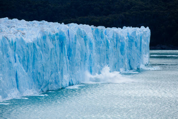 Falling piece of Perito Moreno glacier in Patagonia, Argentina stock photo