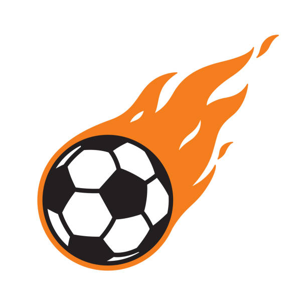 piłka nożna piłka nożna wektor logo ikona ogień symbol ilustracja kreskówka grafika - fire soccer backgrounds design element stock illustrations