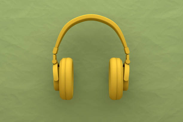 istock Wireless headphones background, minimal concept. 982861082