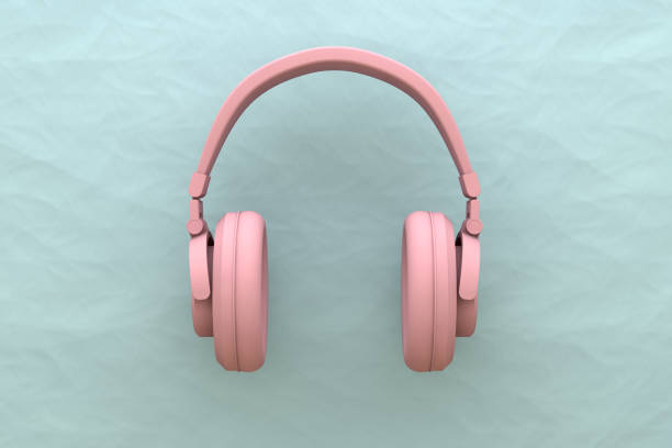istock Wireless headphones background, minimal concept. 982861180