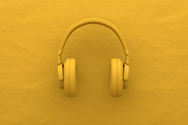 istock Wireless headphones background, minimal concept. 982861432