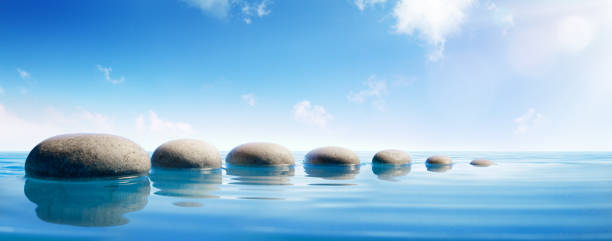 istock Step Stones In Blue Water - Zen Concept 982863618