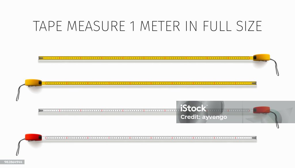knoop ongebruikt Blijkbaar Tape Measure Yellow And Red Roulette 1 Meter In Real Size Stock  Illustration - Download Image Now - iStock