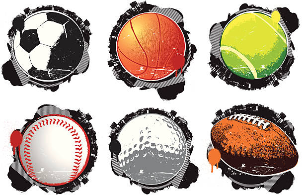 그런지 스포츠 공 - tennis tennis ball sphere ball stock illustrations
