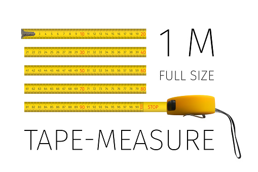 Tape Measure Yellow Yardstick 1 Meter In Full Size Stock Illustration -  Download Image Now - Istock