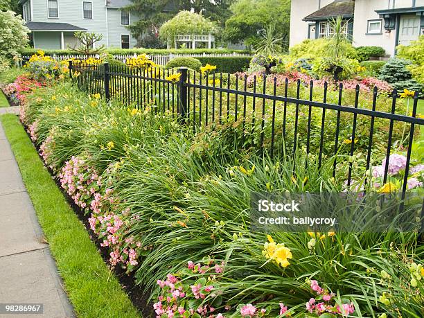 Flowers Along Sidewalk Stock Photo - Download Image Now - Beauty In Nature, Begonia, Color Image