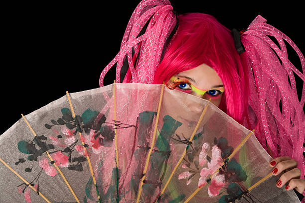 istock Attractive girl with Japanese umbrella 98287591