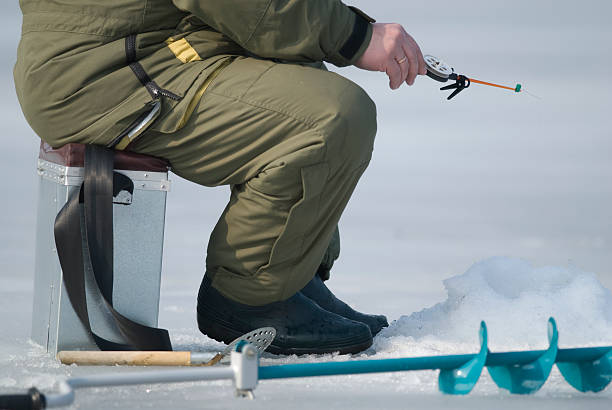 Ice-fishing stock photo