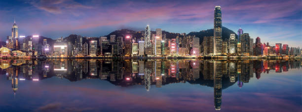 istock Panorama of Victoria Harbour just after sunset 982882152