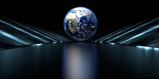 istock 3d rendering of a futuristic road with earth sphere 982888778