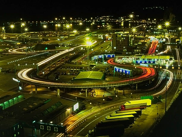 Night at Eastern Docks in Dover, Kent, England
