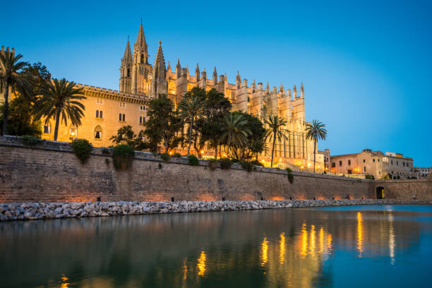 istock Night view on historic Cathedral La Seu in Palma de Mallorca. 982892702