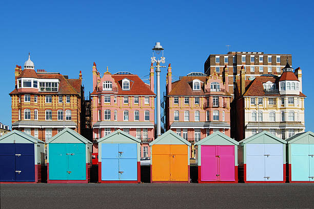 Colored beach huts at Brighton. East Sussex. England  east sussex photos stock pictures, royalty-free photos & images