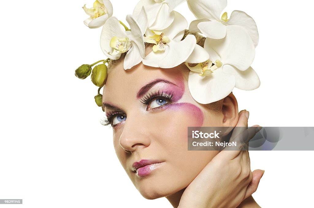 Красивая женщина с творческим макияж - Стоковые фото Белый роялти-фри