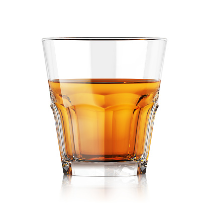 Whiskey glass with liquid