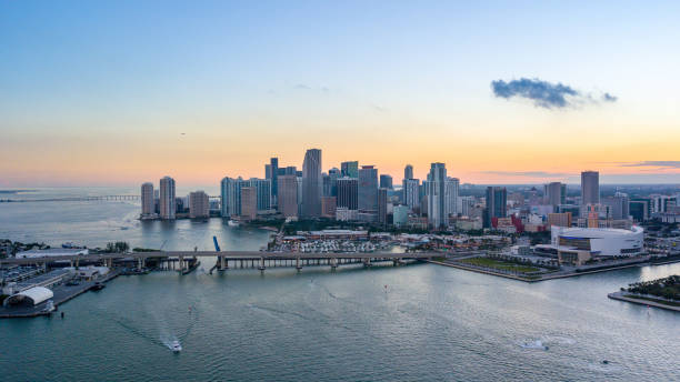 Downtown Miami aerial shot stock photo