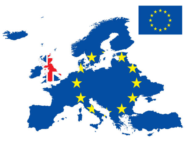 istock Europe and United Kingdom flag map 982942460