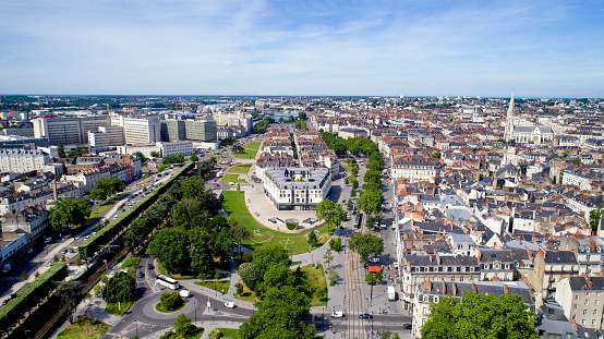 Aerial view of Feydeau district in Nantes city, Loire Atlantique